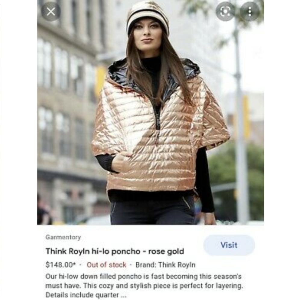THINK ROYLN Women's Quilted #lifeonthefly Print Puffer Poncho Ski Jacket  XS/S